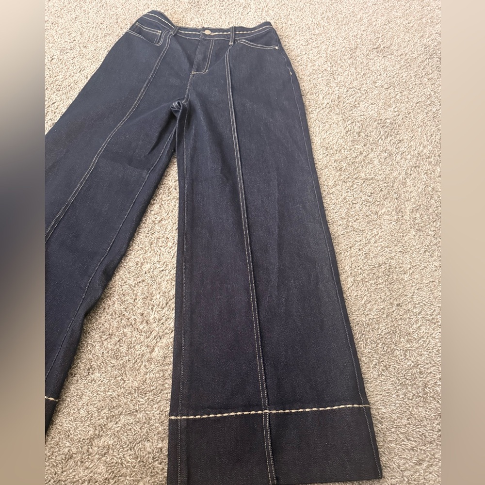 Commense Black High-Rise Wide-Leg Jeans with Contrast Stitching size 8 - Picture 6 of 10